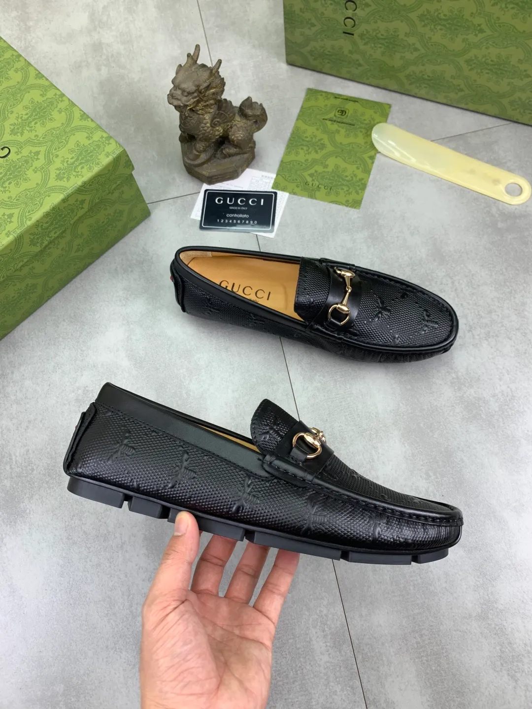 Men's men's shoes💰P360💰[New style]🆘[GUCCI] New classic beanie shoes; Hong Kong original top quality, exquisite craftsmanship, top quality💪🏼High-end boutique men's beanie shoes, British fashion style 🎈The upper is made of Italian imported calfskin🔥, comfortable and breathable, fully imported soft pigskin lining, lazy slip-on Loaf style This fabric is made of 🇮🇹🎈, which is suitable for drivers to drive, and the original non-slip and wear-resistant rubber outsole 🎈Number of yards: 38-45 2⃣️colors🉑️choose